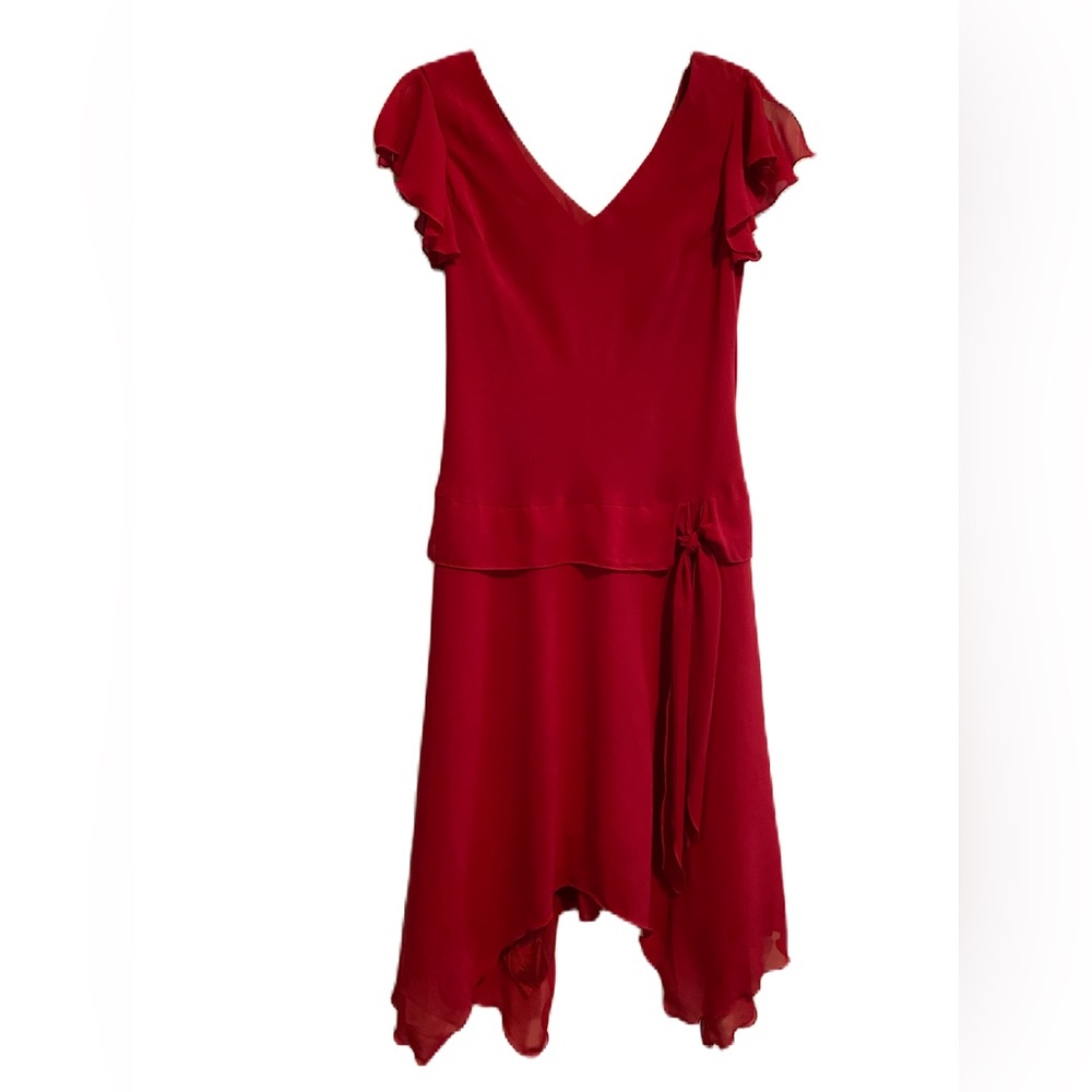 SL Fashions High Low Red Flutter Sleeves Dress